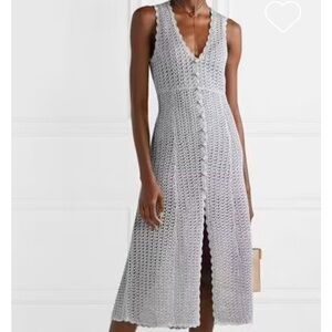 ALICE MCCALL sz 4 MAGIC METALLIC OPEN KNIT DRESS IN STONE Midi Maxi